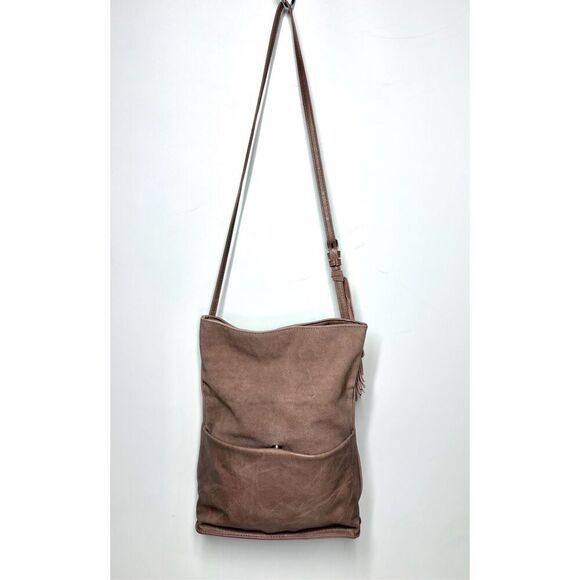 Antik Kraft Boho Brown Suede Vegan Leather Fold Over Crossbody Purse Tassel - Picture 2 of 9